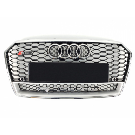 Решітка радіатора на Audi A7 2014-2017 чорна з хромом стиль RS A7-RS154