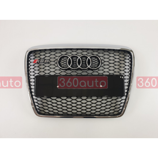 Решітка радіатора на Audi A6 C6 2004-2011 чорна з хромом стиль RS A6-RS102