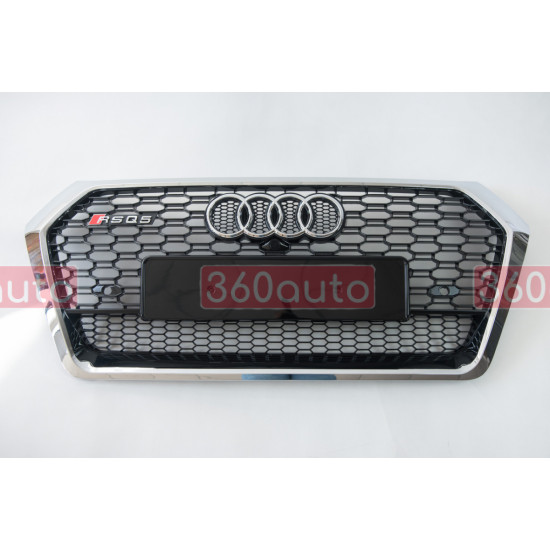 Решетка радиатора на Audi Q5 2016-2019 черная с хромом стиль RS Q5-RS171