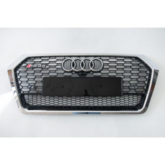 Решітка радіатора на Audi Q5 2016-2019 чорна з хромом стиль RS Q5-RS171