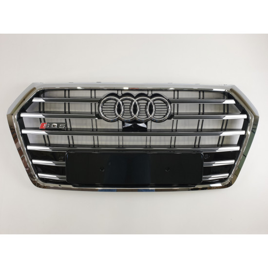 Решітка радіатора на Audi Q5 2016-2019 чорна з хромом стиль S-Line Q5-S172