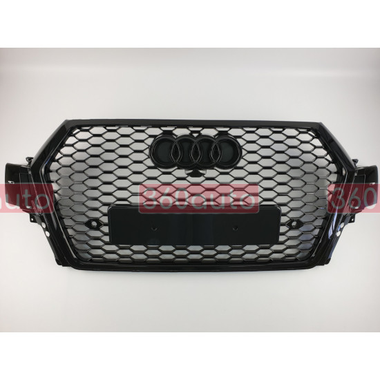 Решетка радиатора на Audi Q7 2015- черная стиль RS Q7-RS152