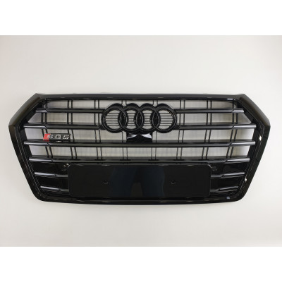 Решетка радиатора на Audi Q5 2016-2019 чорная в стиле S-Line Restal Q5-S173