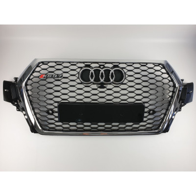 Решітка радіатора на Audi Q7 2015- чорна з хромом стиль RS Q7-RS153