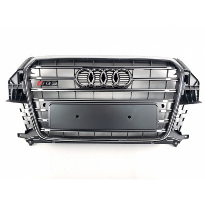 Решітка радіатора на Audi Q3 2011-2014 сіра з хромом в стилі S-Line Restal Q3-S132