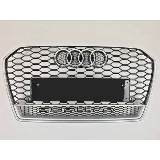 Решітка радіатора на Audi A6 C7 2014-2018 чорна з сірим стиль RS A6-RS175