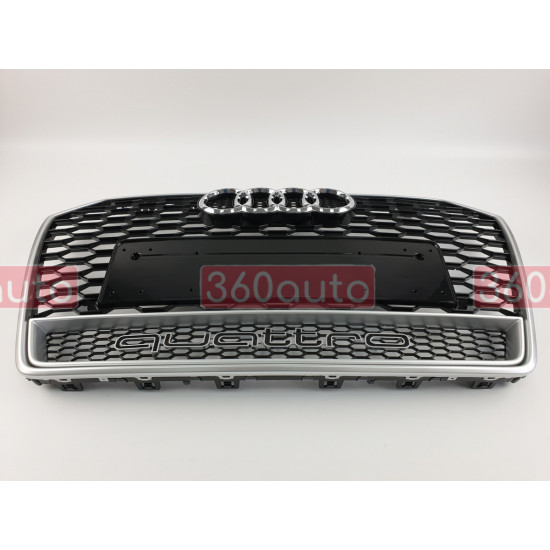Решітка радіатора на Audi A6 C7 2014-2018 чорна з сірим стиль RS A6-RS175