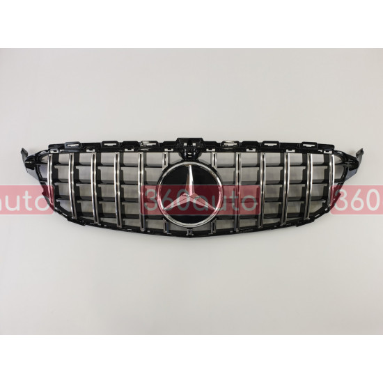 Решетка радиатора на Mercedes C-class W205 2014-2018 GT черная с хромом MB-W205175
