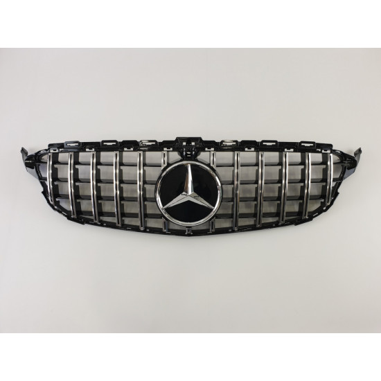 Решетка радиатора на Mercedes C-class W205 2014-2018 GT черная с хромом MB-W205175