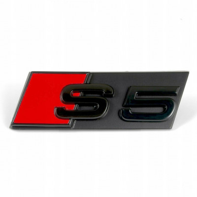 Автологотип шильдик емблема напис Audi S5 в решітку радіатора чорна Emblems170771