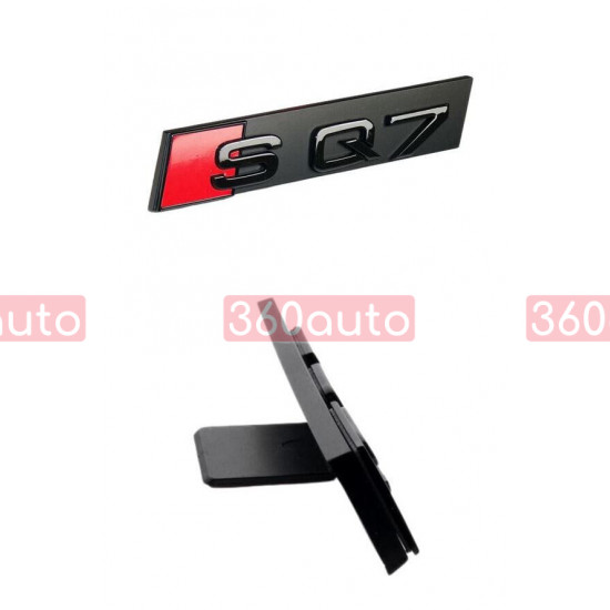 Автологотип шильдик емблема напис Audi SQ7 в решітку радіатора чорна на платформі