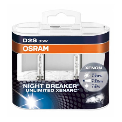 Ксенонова автолампа Osram D2S Xenarc Night Breaker Unlimited 66240XNB-HCB-DUO