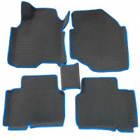 3D eva коврики с бортами на Nissan X-Trail 2001-2007 серая эва, синяя окантовка