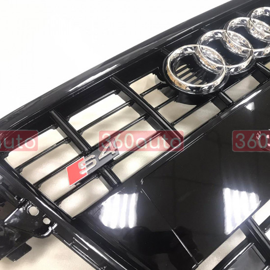 Черная решетка радиатора Audi A4 S4 2008-2012 Black A4-S104-360 360Parts 136750