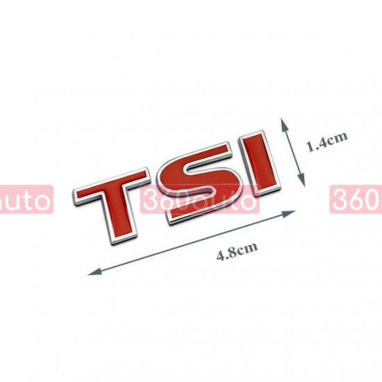 Автологотип шильдик эмблема надпись Volkswagen TSI 48мм красная на крышку багажника