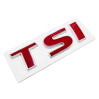 Автологотип шильдик емблема напис VW Volkswagen TSI 50мм на кришку багажника червона