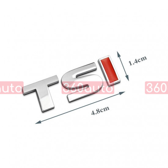 Автологотип шильдик емблема напис VW Volkswagen TSI 48мм на кришку багажника червона I