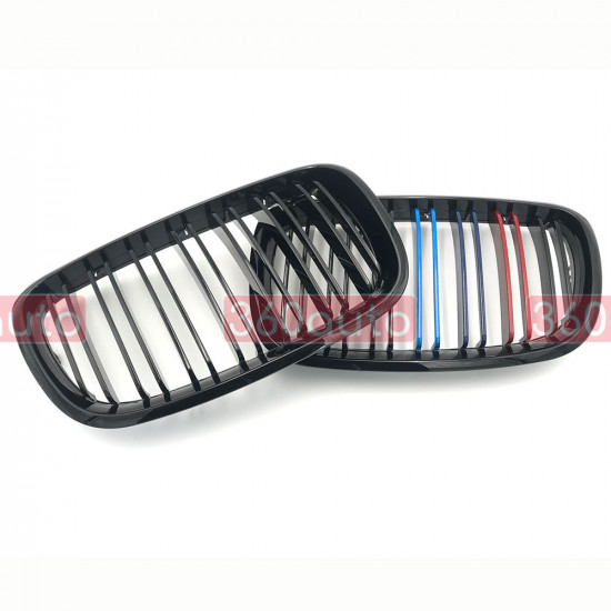 Решетки радиатора ноздри BMW X5 E70, X6 E71 2007-2014 черные глянцевые М-стиль 360Parts 172853