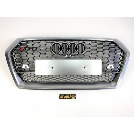 Решетка радиатора на Audi Q5 2016-2019 серая стиль RS Q5-RS174