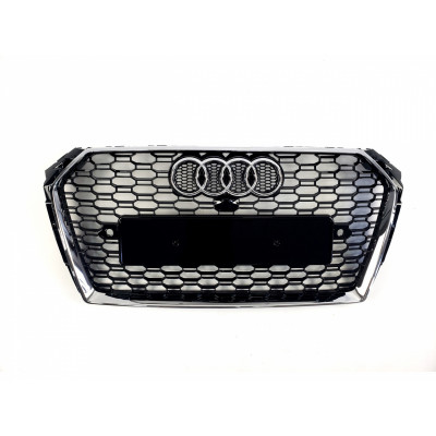 Решетка радиатора на Audi A4 B9 2015- черная с хромом стиль RS A4-RS184