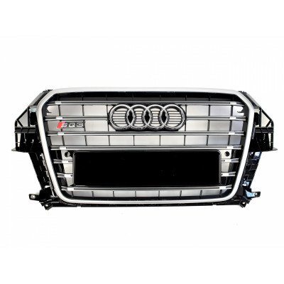 Решітка радіатора на Audi Q3 2011-2014 чорна з сірим в стилі S-Line Restal Q3-S134