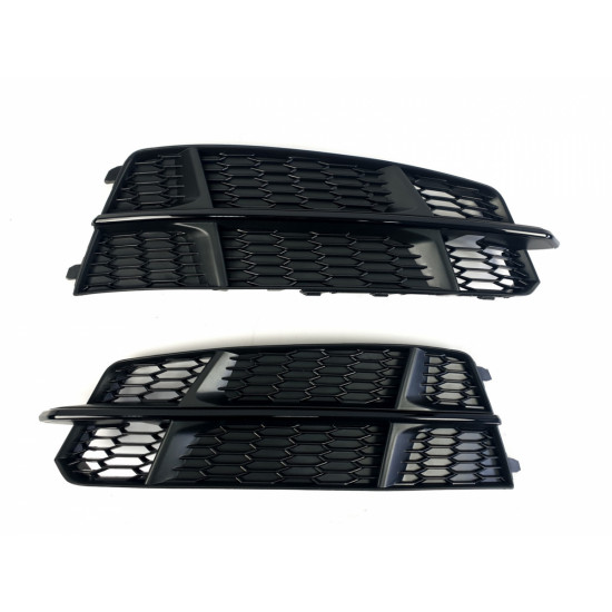 Решетки переднего бампера на Audi A6 C7 2014-2018 S-Line черные