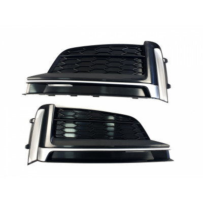 Решетки переднего бампера в стиле S-Line на Audi A5 F5 2016-2020 год Черные с серым