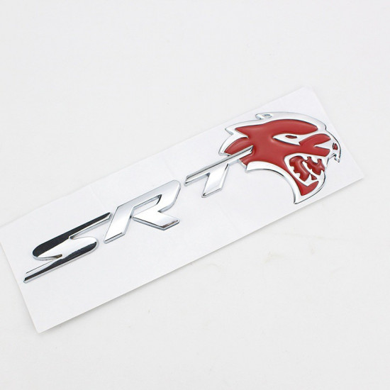 Автологотип шильдик эмблема SRT Hellcat Head red chrome Emblems 135857
