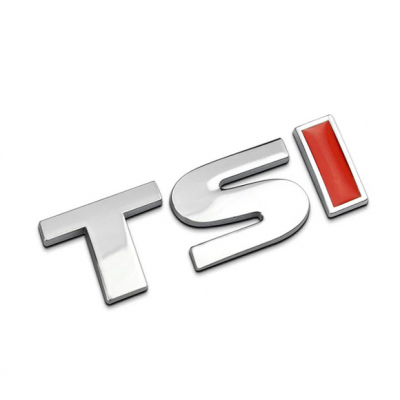 Автологотип шильдик емблема напис VW Volkswagen TSI 75мм на кришку багажника червона I