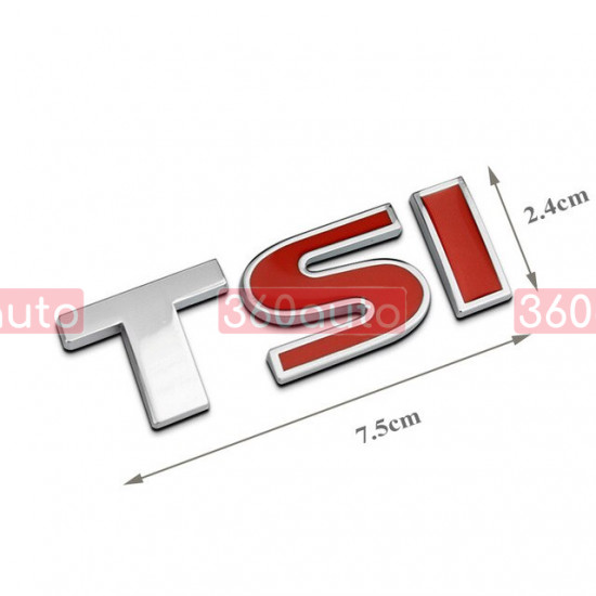 Автологотип шильдик эмблема надпись Volkswagen TSI 75мм красная SI на крышку багажника