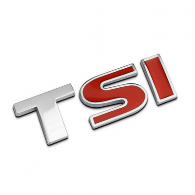 Автологотип шильдик емблема напис VW Volkswagen TSI 75мм на кришку багажника червона SI