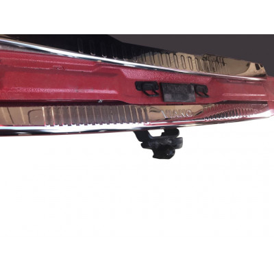 Mercedes Viano 2004-2015 гг. Накладка на задний бампер с загибом (Omsa, нерж) Без надписи, Матовая