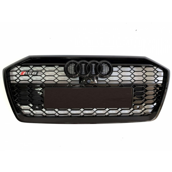 Решетка радиатора на Audi A6 C8 2018- черная под камеру стиль RS ﻿A6-RS6C8203