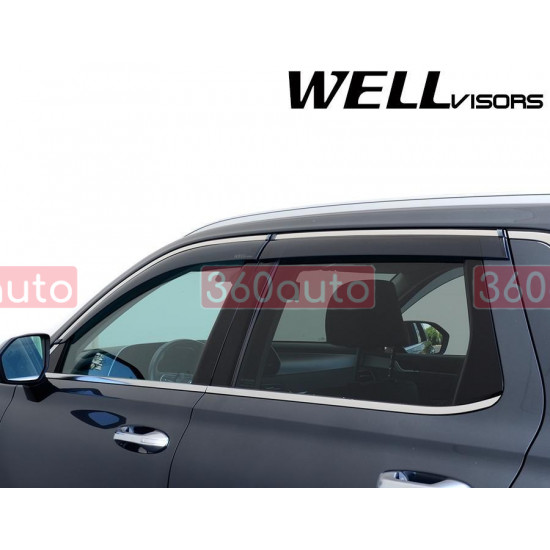 Дефлектори вікон для Hyundai Palisade 2019- з хром молдингом WELLvisors 3-847HY021