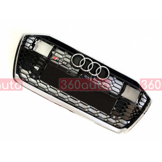 Решетка радиатора на Audi A6 C8 2018- черная с хромом под дистроник стиль RS A6-RS6C8202