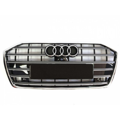 Решітка радіатора на Audi A6 C8 2018- чорна з хромом стиль S-Line A6-S6C8192