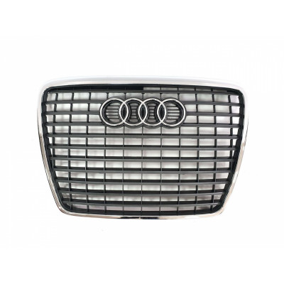 Решітка радіатора на Audi A6 C6 2004-2011 сіра з хромом Standart A6-C60913