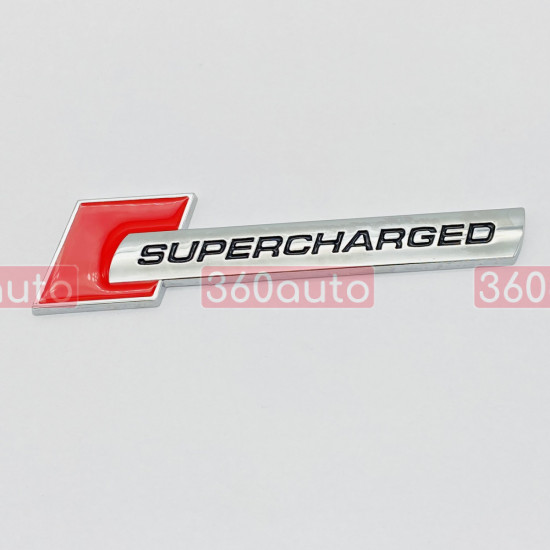 Автологотип шильдик эмблема надпись Audi Supercharged red хром 4F0853601A2ZZ