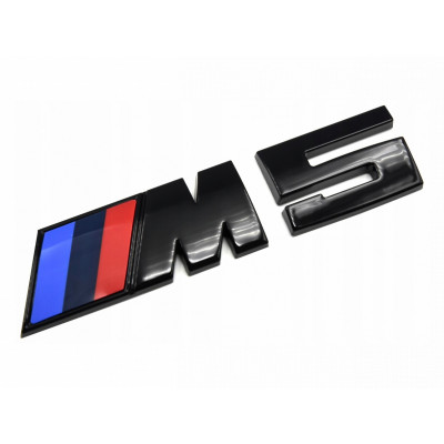 Автологотип шильдик емблема напис BMW M5 в решітку радіатора black глянець