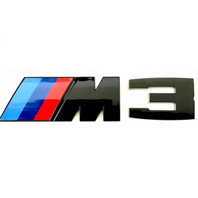 Автологотип шильдик емблема напис BMW M3 в решітку радіатора black глянець