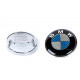 Автологотип шильдик эмблема BMW синий и белый карбон 74мм