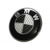 Автологотип шильдик эмблема BMW черно-белый карбон 74 мм
