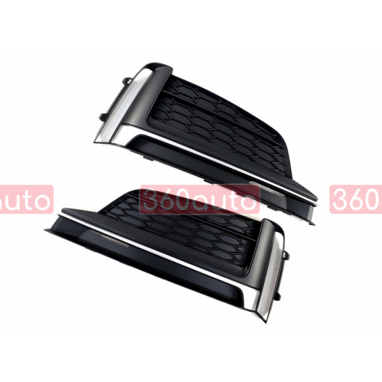 Решетки переднего бампера на Audi A5 2016- черные матовые с серым