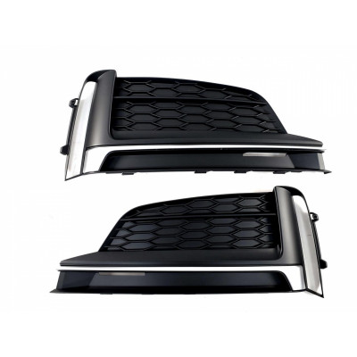 Решетки переднего бампера на Audi A5 2016- черные матовые с серым