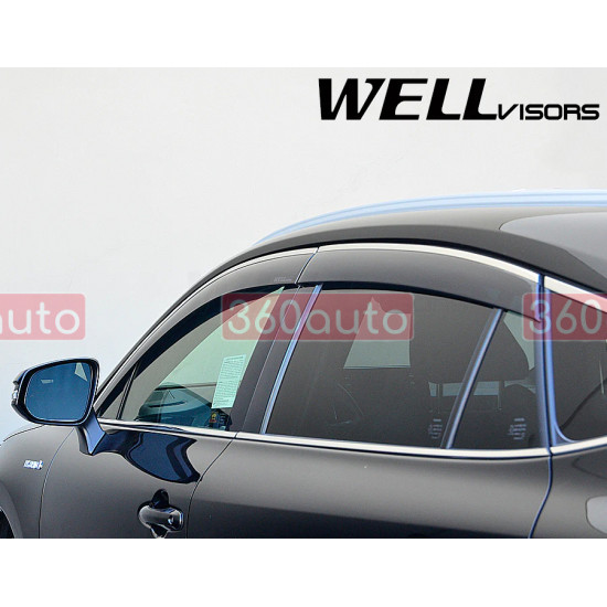 Дефлекторы окон на Toyota Venza 2021- с хром молдингом WELLvisors 3-847TY065