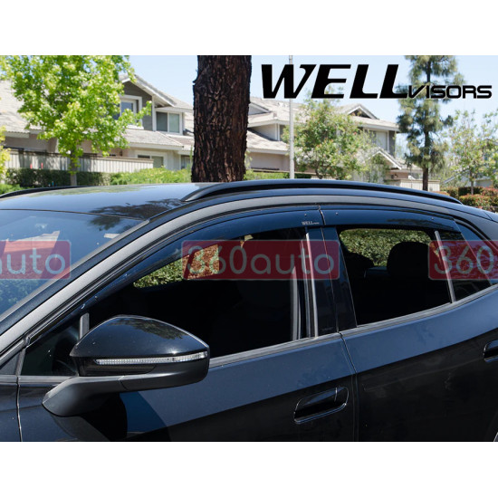 Дефлекторы окон на Volkswagen ID.4 2021- с черным молдингом WELLvisors 3-847VW023