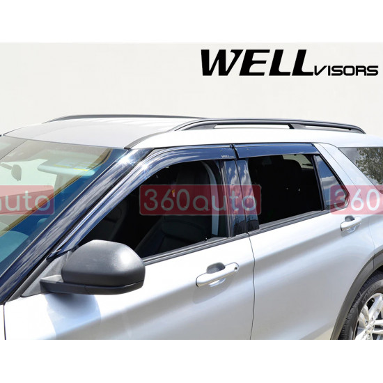 Дефлектори вікон для Ford Explorer 2020- з чорним молдингом WELLvisors