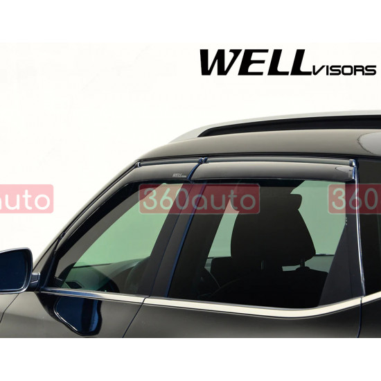 Дефлектори вікон для Kia Seltos 2021- з чорним молдингом WELLvisors