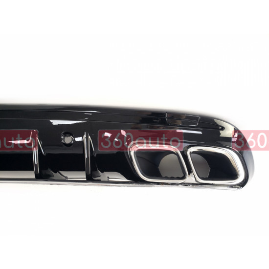 Диффузор с насадками на Mercedes C-Class W205 2014-2018 год в стиле 19+ C63 AMG  черный с хромом