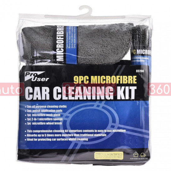 Набір аплікаторів та фібр для догляду за авто Pro-User 9 in 1 Car Cleaning kit